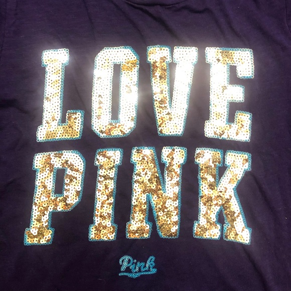 NWOT- PINK Victoria Secret Blingy LOVE PINK T-Shirt Size XS - Picture 2 of 5